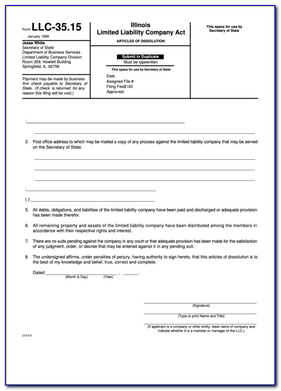 Certificate Of Dissolution Llc Pennsylvania
