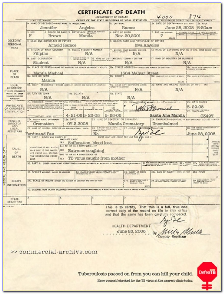 Certificate Of Fetal Death Philippines Form