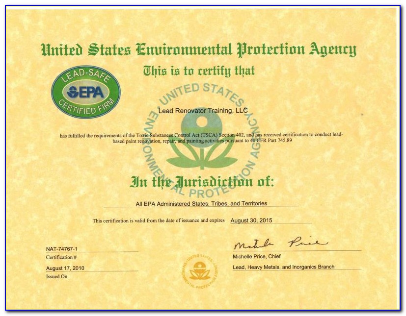 Certified Renovator Certificate