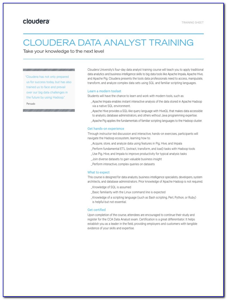 Cloudera Data Analyst Certification
