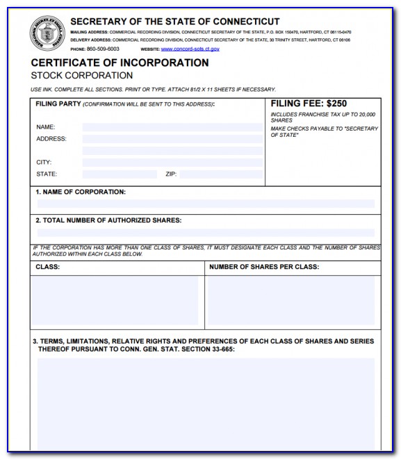 Copy Of Certificate Of Incorporation Ct