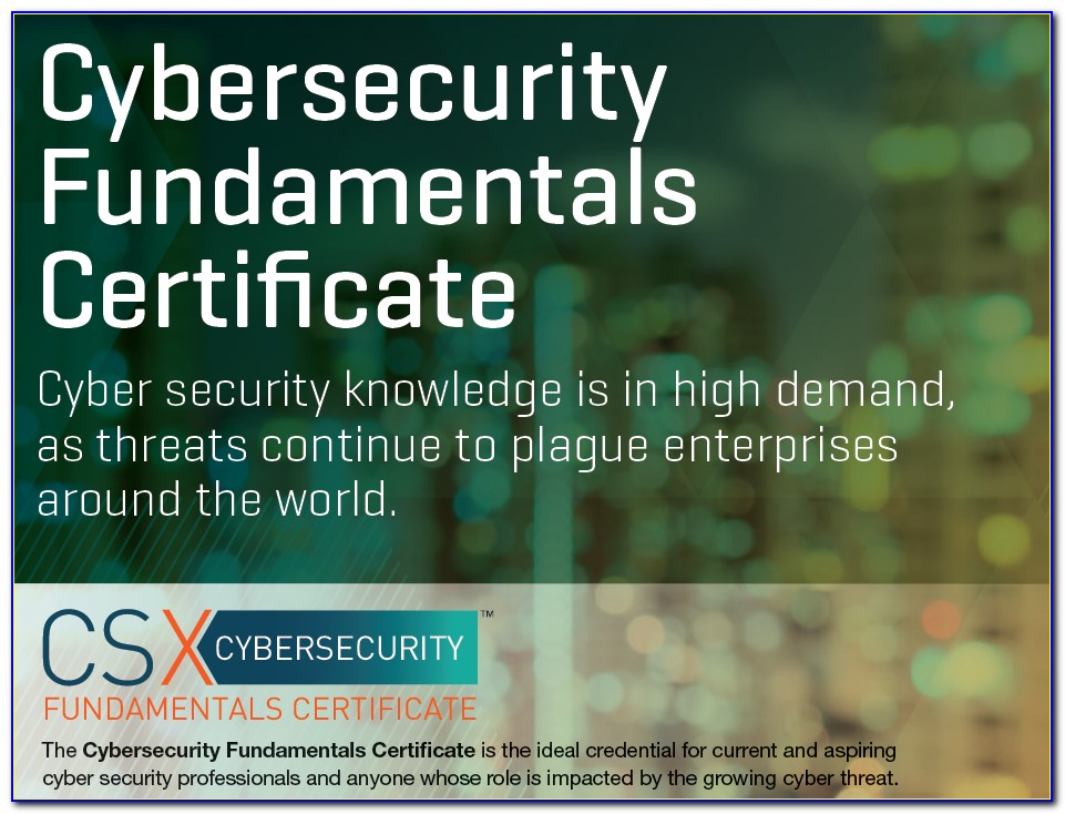 Csx Cybersecurity Fundamentals Certificate (csx)