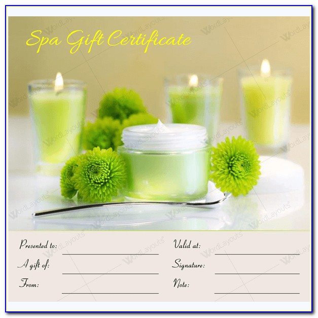 Day Spa Gift Certificate Template Free