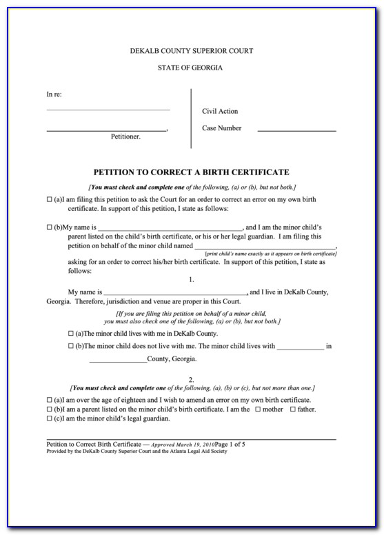 Dekalb Birth Certificate