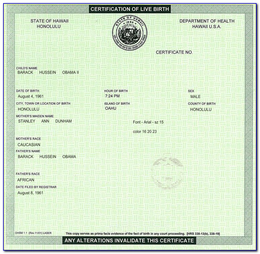 Dept Of Health Hawaii Birth Certificate