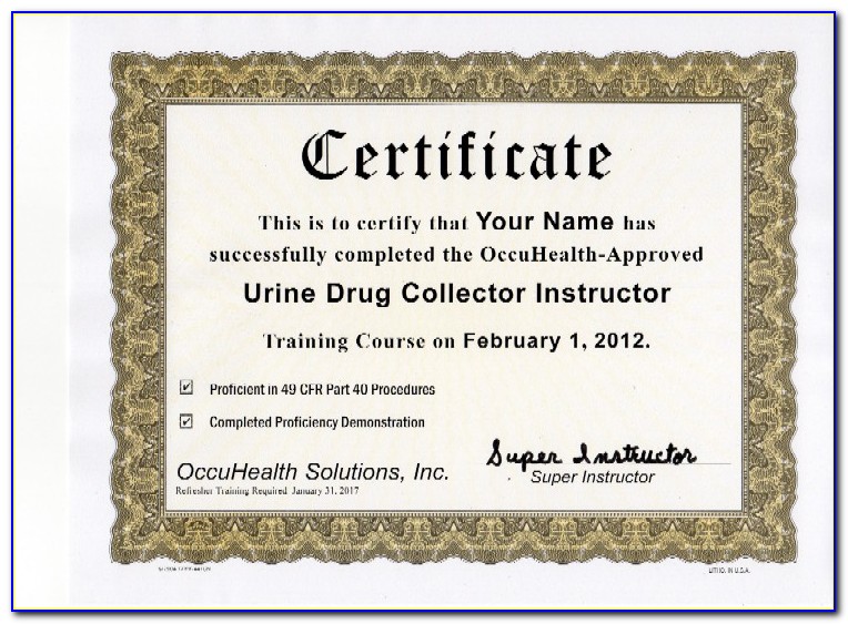 Dot Urine Collection Certification