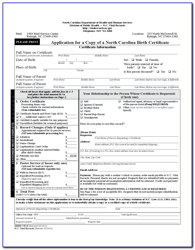 Duplicate Birth Certificate Nc