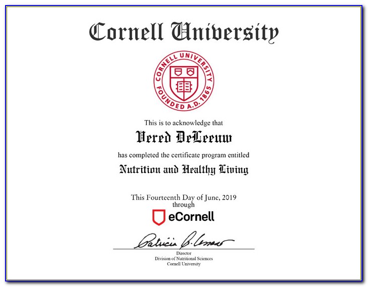 Ecornell Nutrition And Healthy Living Certificate Cost