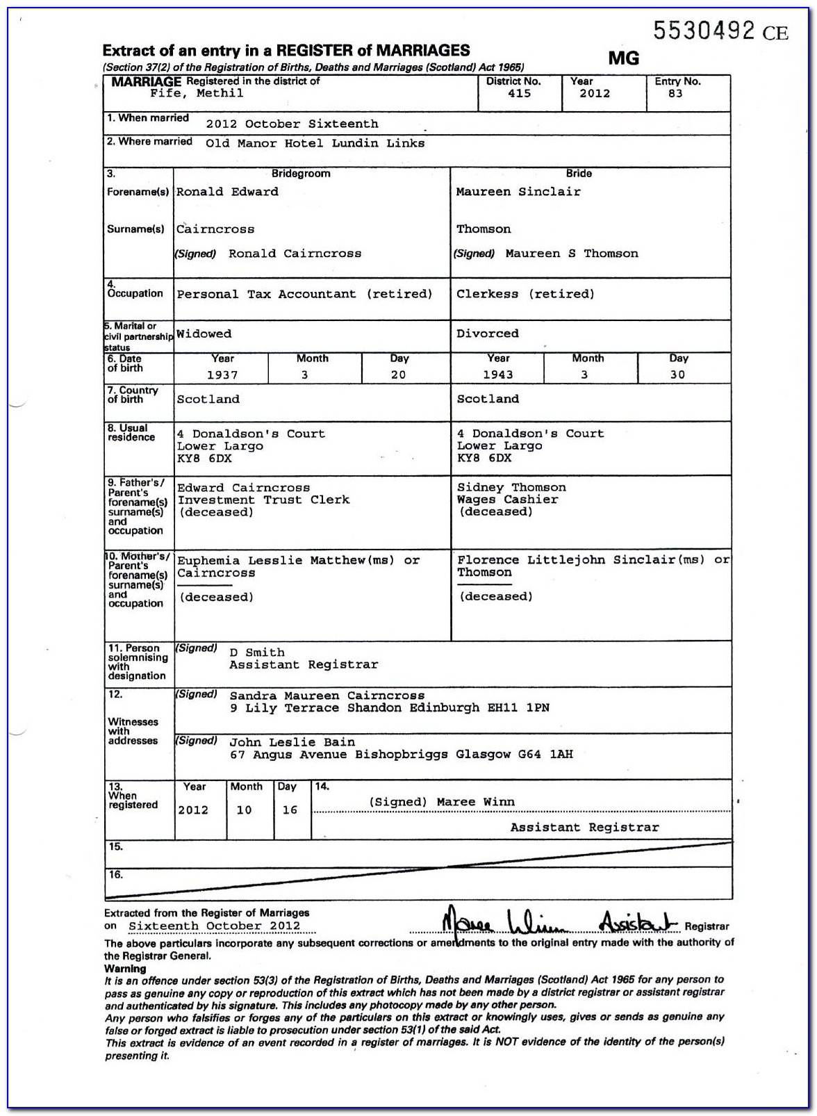 Edinburgh Birth Certificate Replacement