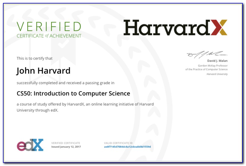 Edx Harvard Certificate Sample
