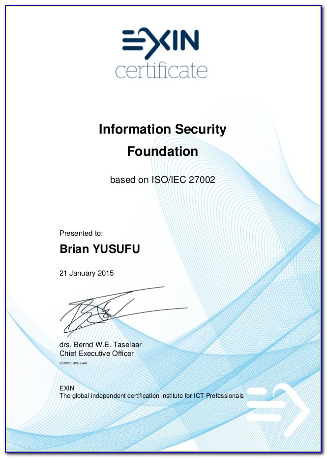 Exin Iso 27002 Certification