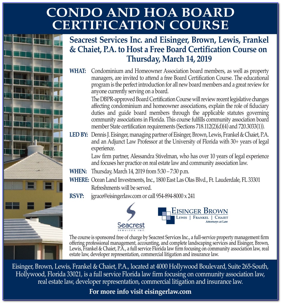Florida Condominium Board Certification Course