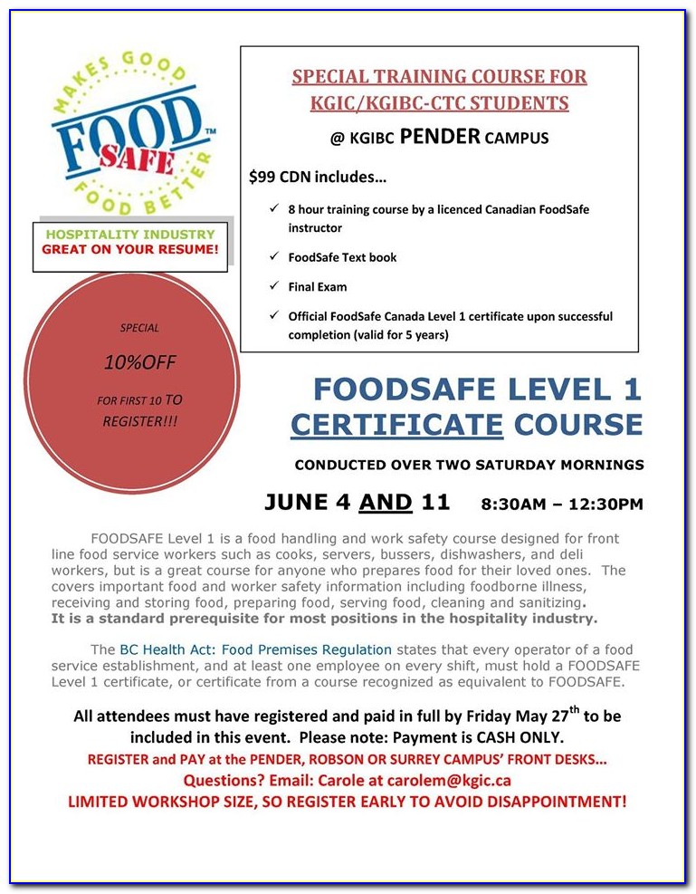 Food Safe Handling Certificate Online