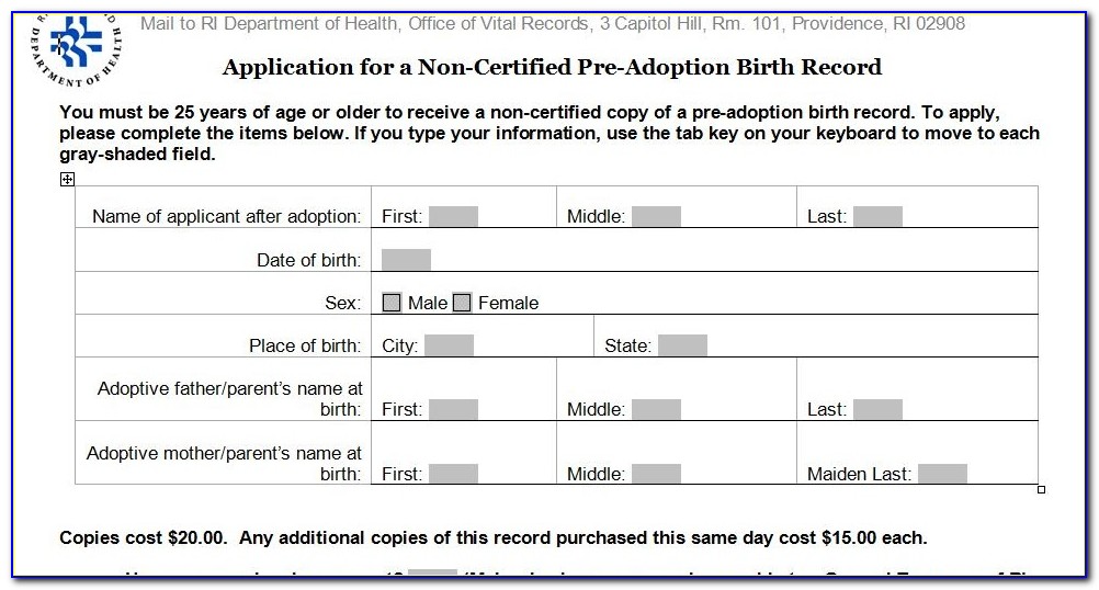 Get Copy Of Birth Certificate Ri