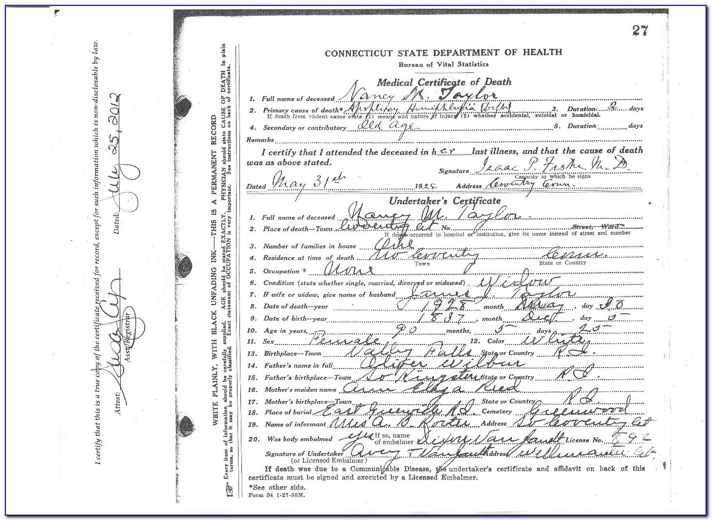 Hartford City Hall Birth Certificate