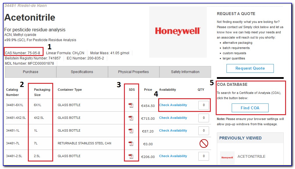 Honeywell Specialty Chemicals Certificate Of Analysis