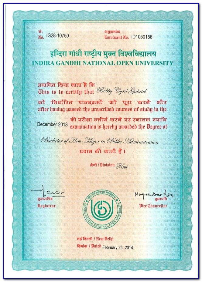 Ignou Ba Degree Certificate