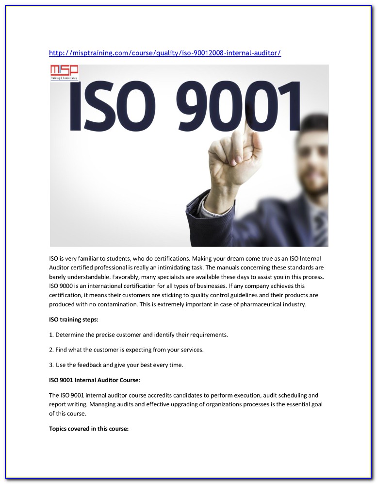Iso 9001 Lead Auditor Training Online Free