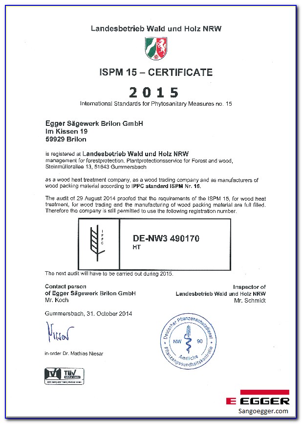 Ispm 15 Certificate