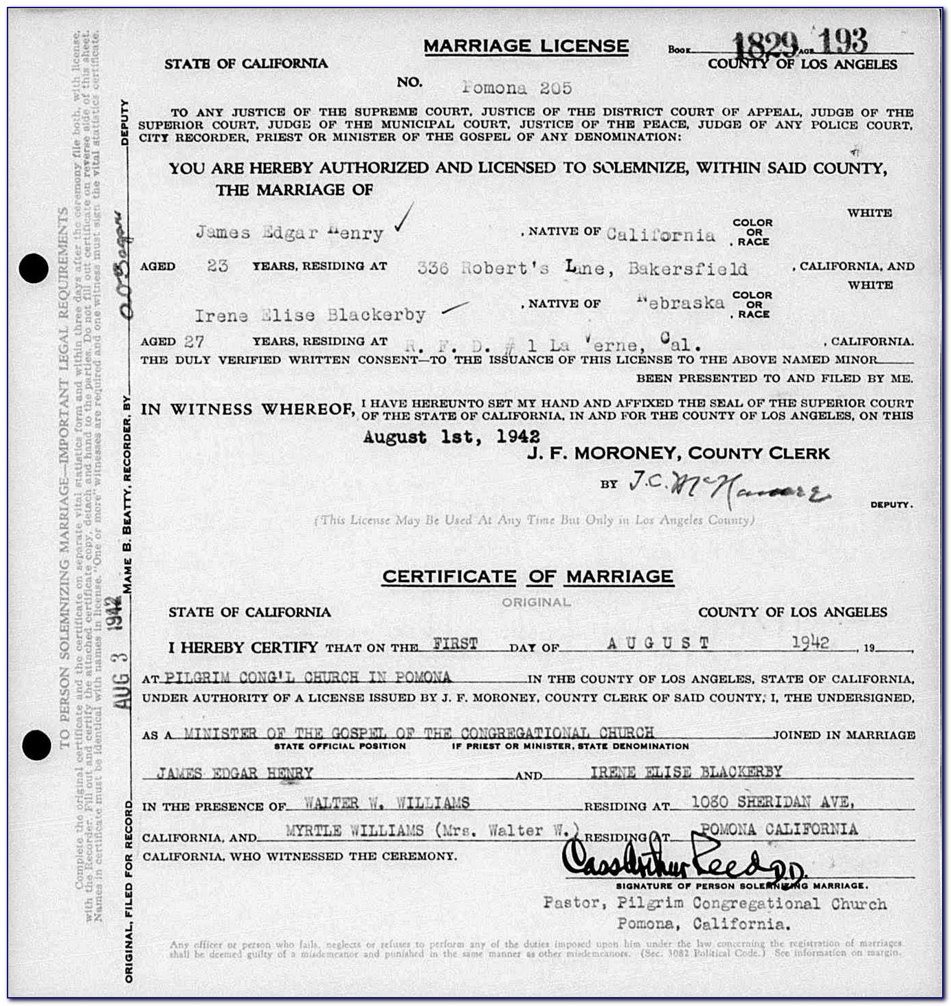 Marriage Certificate Bakersfield California
