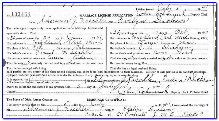 Marriage License Lucas County Ohio