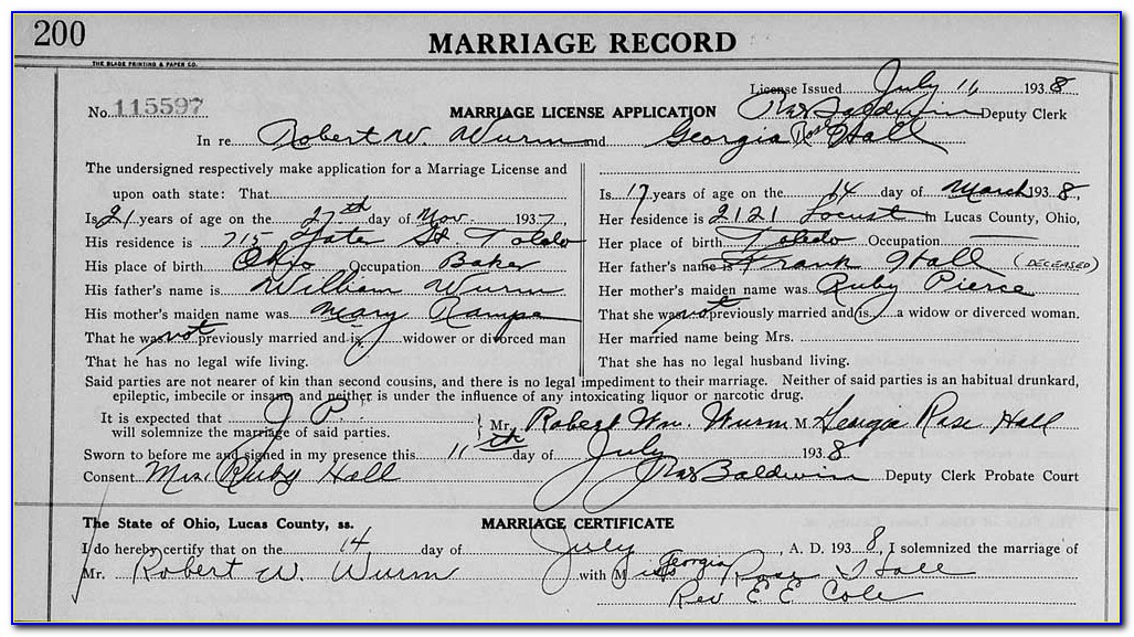 Marriage License Records Lucas County Ohio
