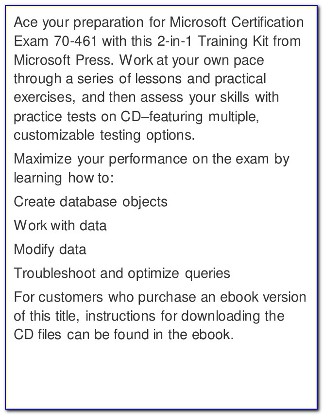 Microsoft Sql Certification 70 461 Practice Test
