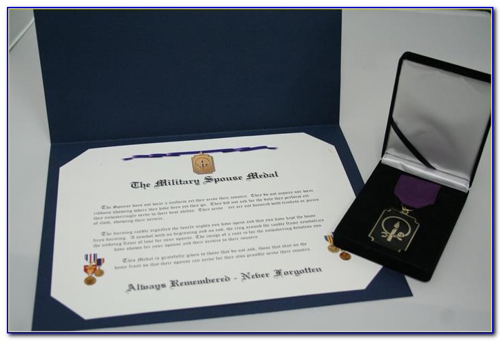 Military Spouse Medal And Certificate