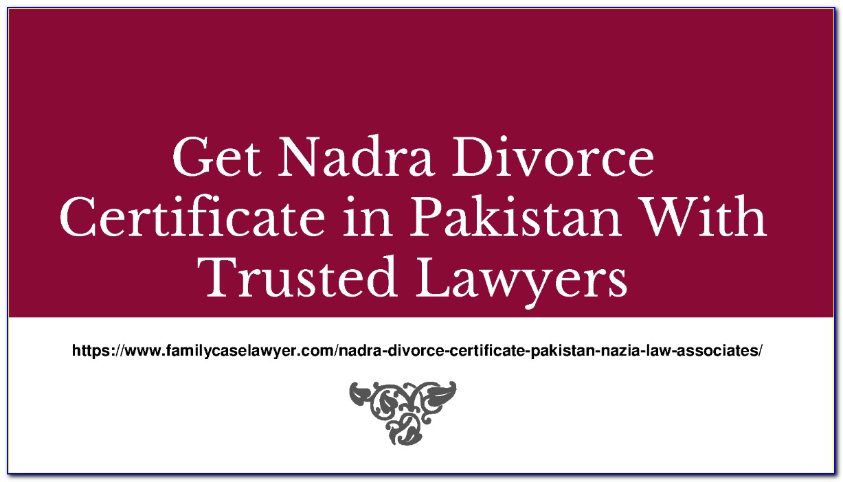 Nadra Divorce Certificate Form Download