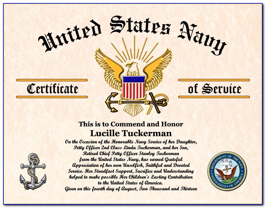 Navy Award Certificate Template