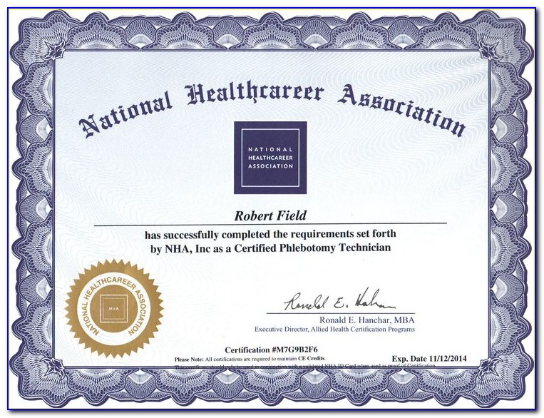 Nha Certification For Phlebotomy