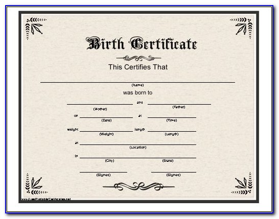 Novelty Birth Certificate Uk