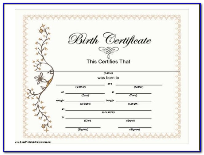 Novelty Canadian Birth Certificate