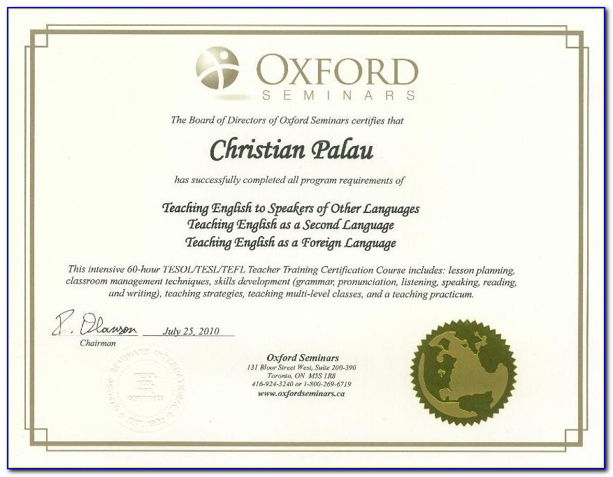 Oxford Online Tefl Certification