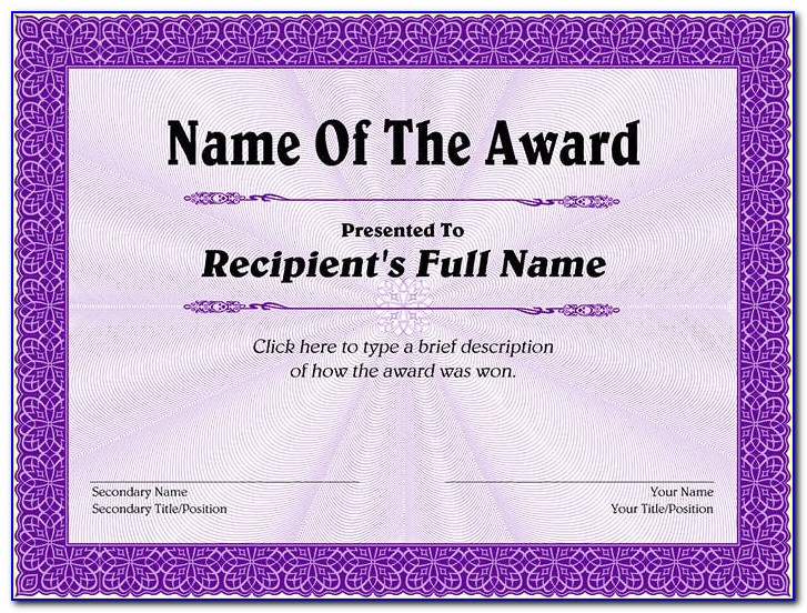 Raffle Prize Certificate Template Free