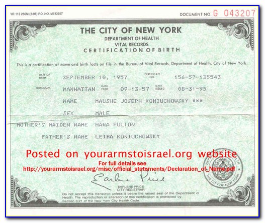 Replace Lost Birth Certificate Nyc
