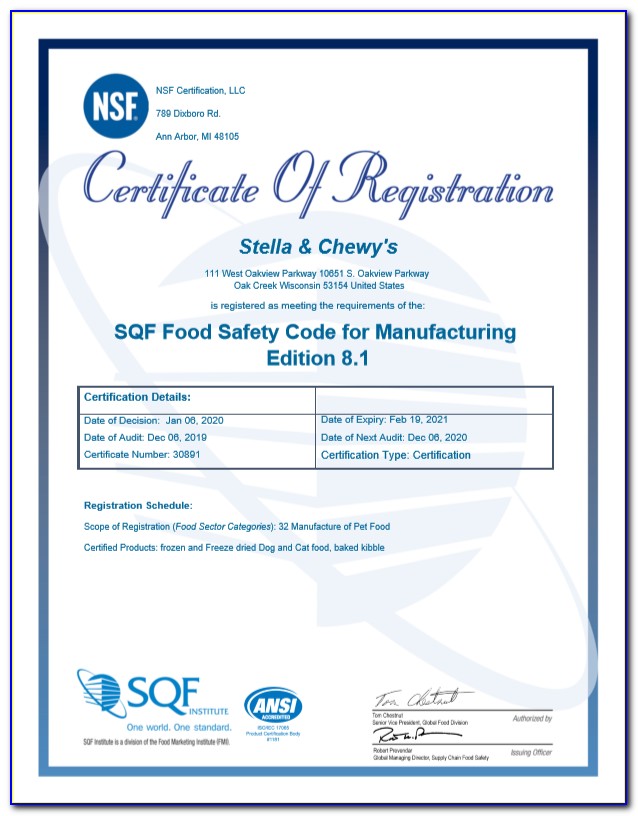 Safe Quality Food Sqf Practitioner Certification