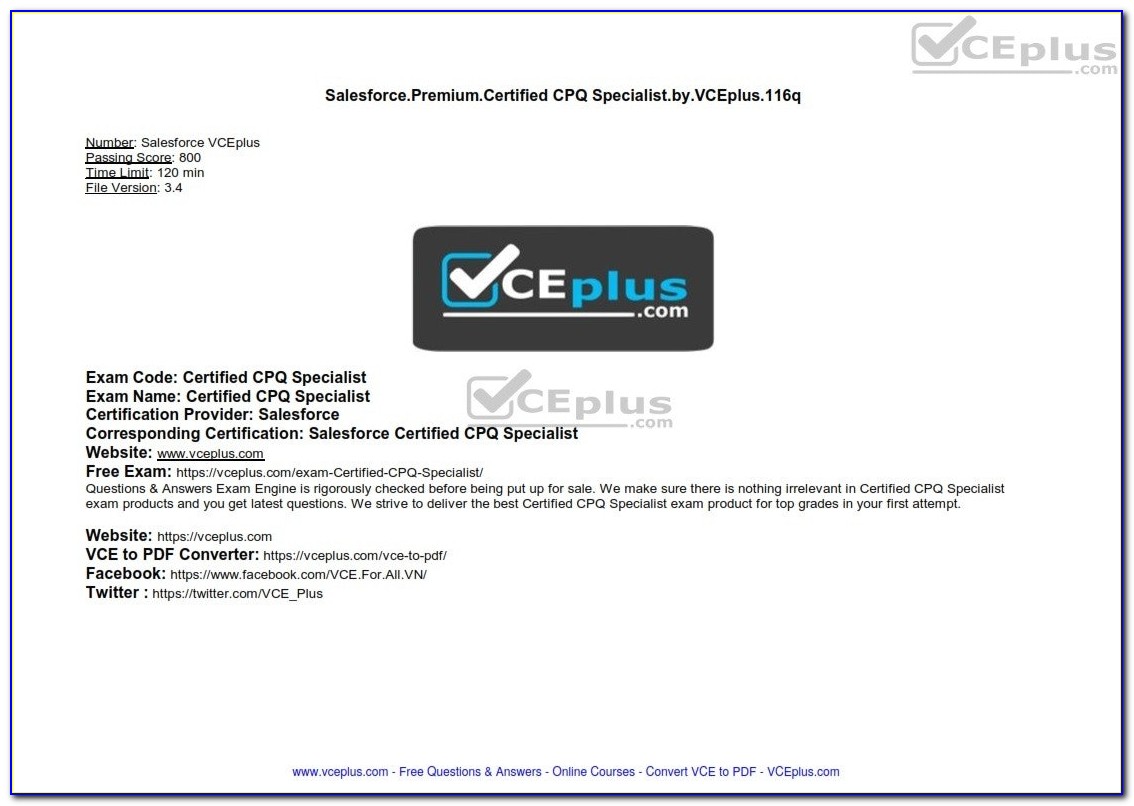 Salesforce Cpq Specialist Certification