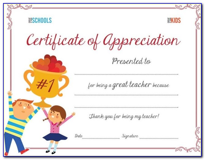 Teacher Appreciation Certificate Sample