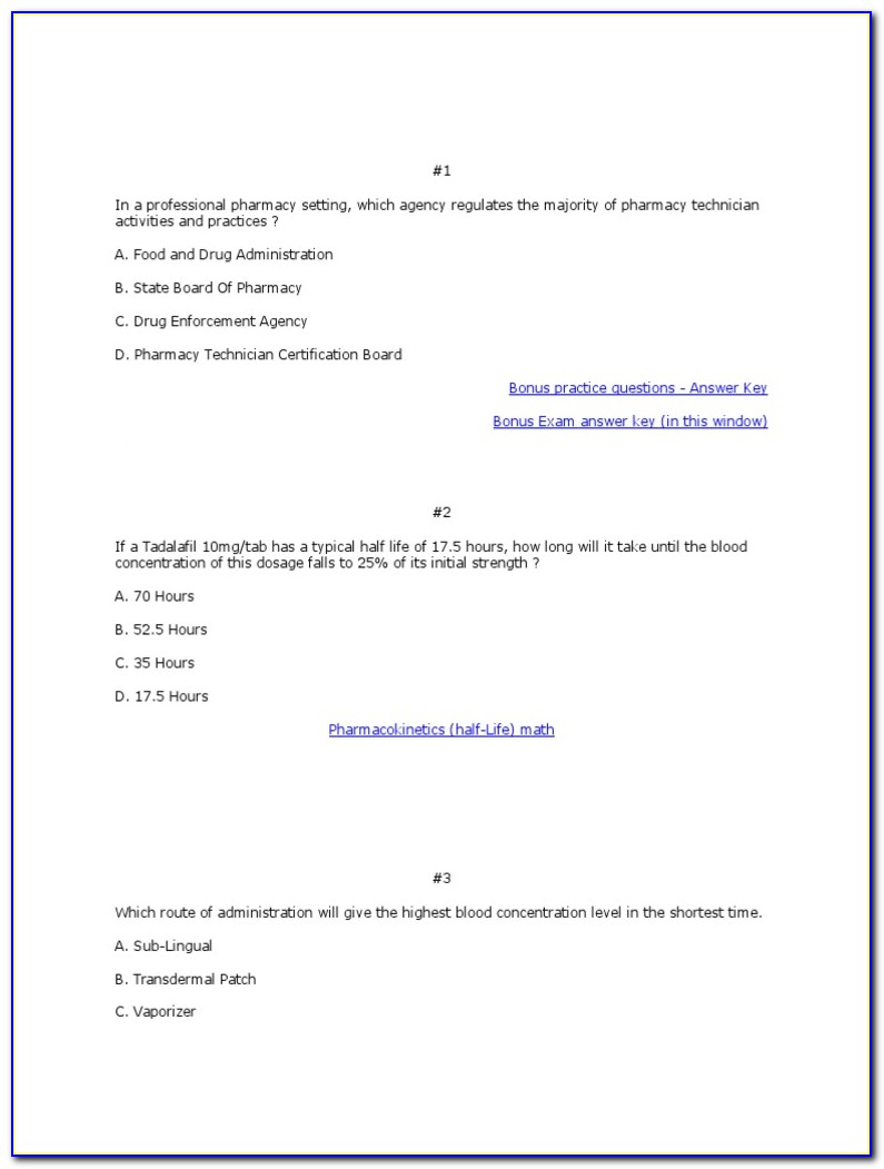 The Pharmacy Technician Workbook And Certification Review Quizlet