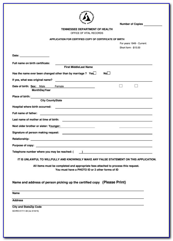 Tn Death Certificate Form Pdf