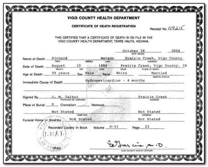 Vigo County Birth Certificate