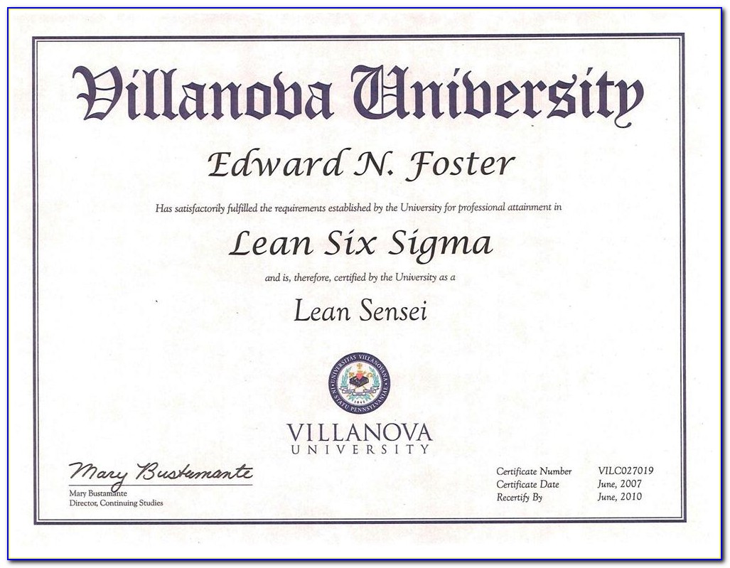 Villanova University Lean Six Sigma Certification