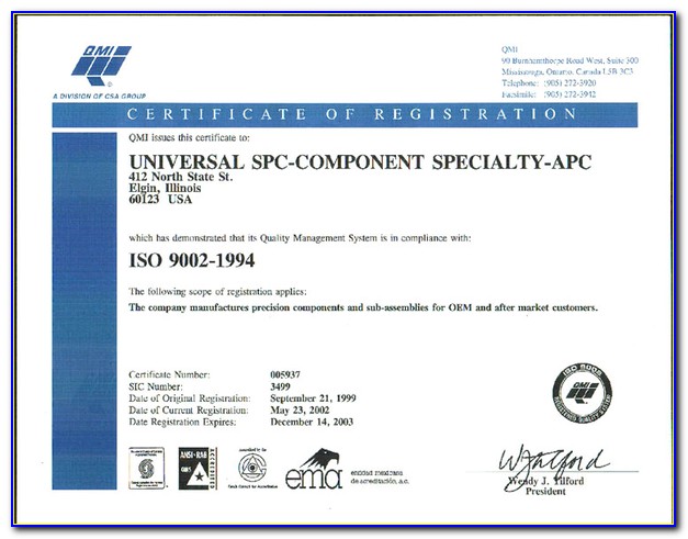 What Does Iso 9002 Certified Mean