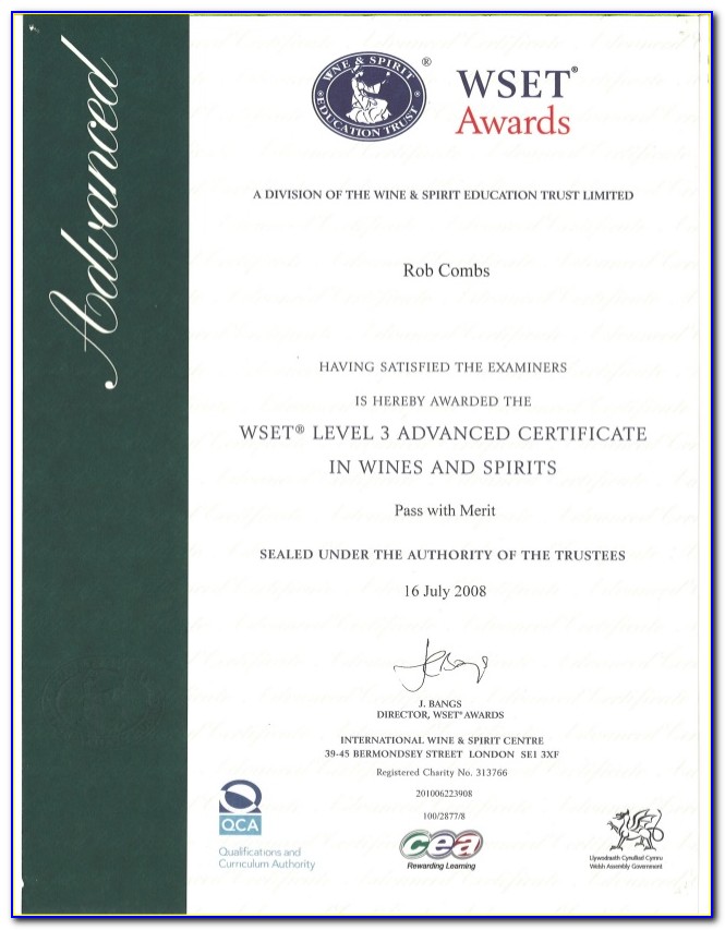 Wset Level 3 Advanced Certificate In Wines And Spirits