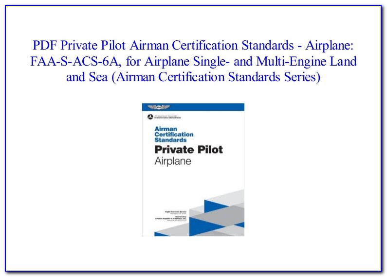 Airman Certification Standards Private Pilot Airplane Pdf