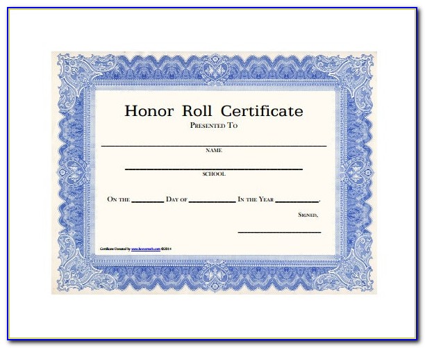 All A's Honor Roll Certificates Printable