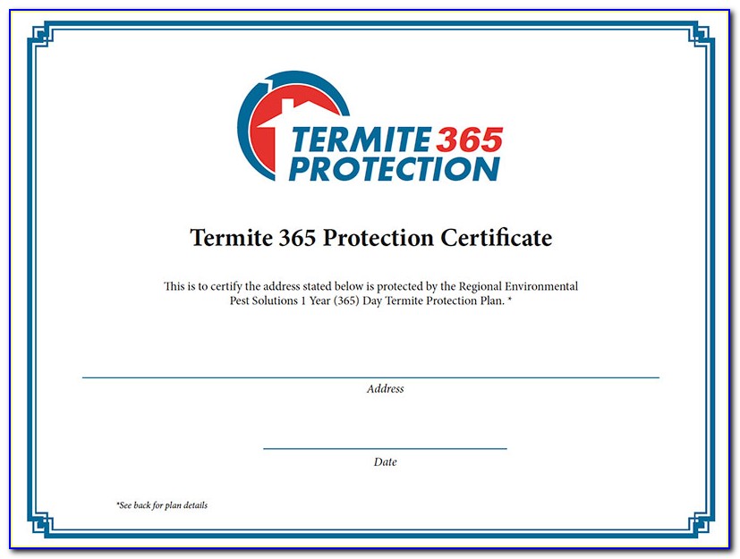 Anti Termite Treatment Warranty Certificate Format