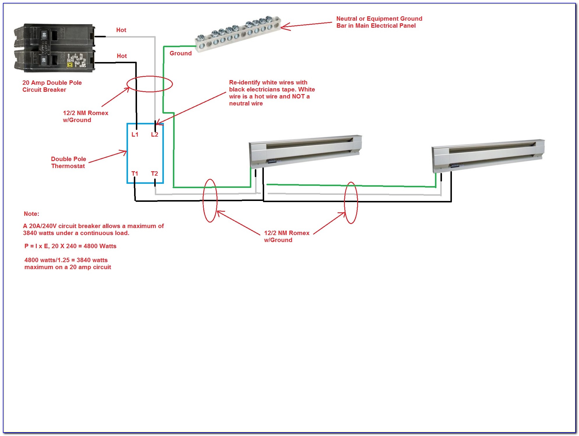 Double Pole Line Voltage Thermostat Wiring Diagram