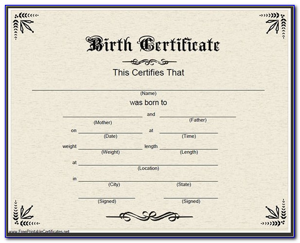 Fillable Pet Birth Certificate